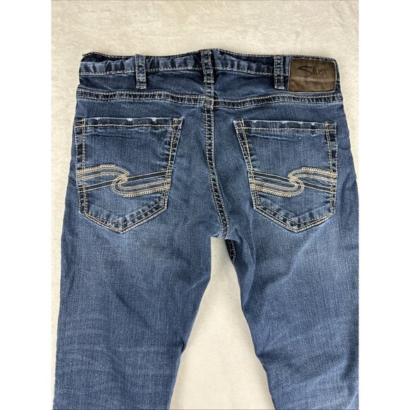 Silver Jeans Mens 34x32 Blue Eddie Straight Pants Denim Western Casual - Picture 10 of 11